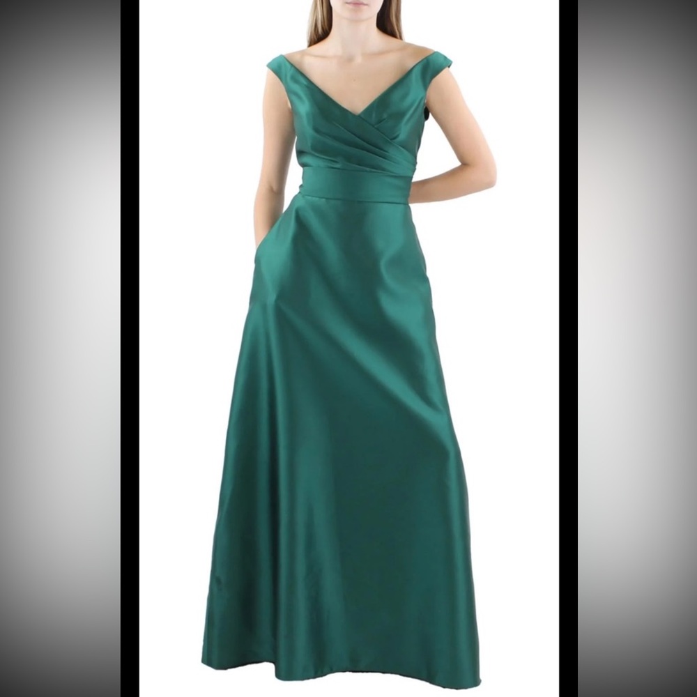 Alfred Sung Women's satin Gown,sz 4R, New, green
